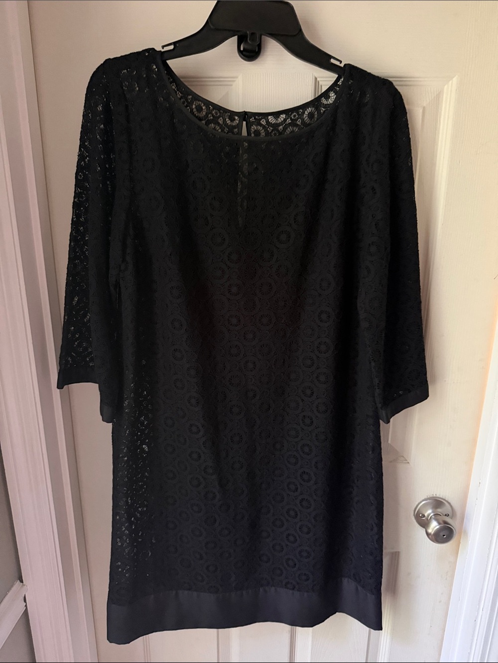 Laundry By Shelli Segal Black Lace 3/4 Sleeve Shift Dress